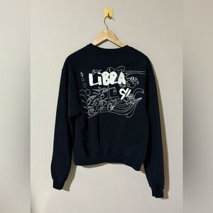 Good American Size 1 Small Black Libra Zodiac Oversized Crewneck Cotton Sweater